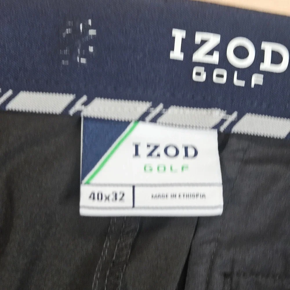Lot of 2 IZOD Golf Pants Men 40x32 Black Performance Flat Front Stretch Trousers